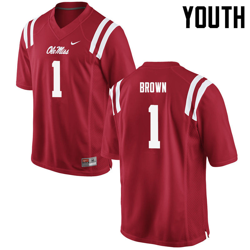 A.J. Brown Ole Miss Rebels NCAA Youth Red #1 Stitched Limited College Football Jersey DUB0658YL
